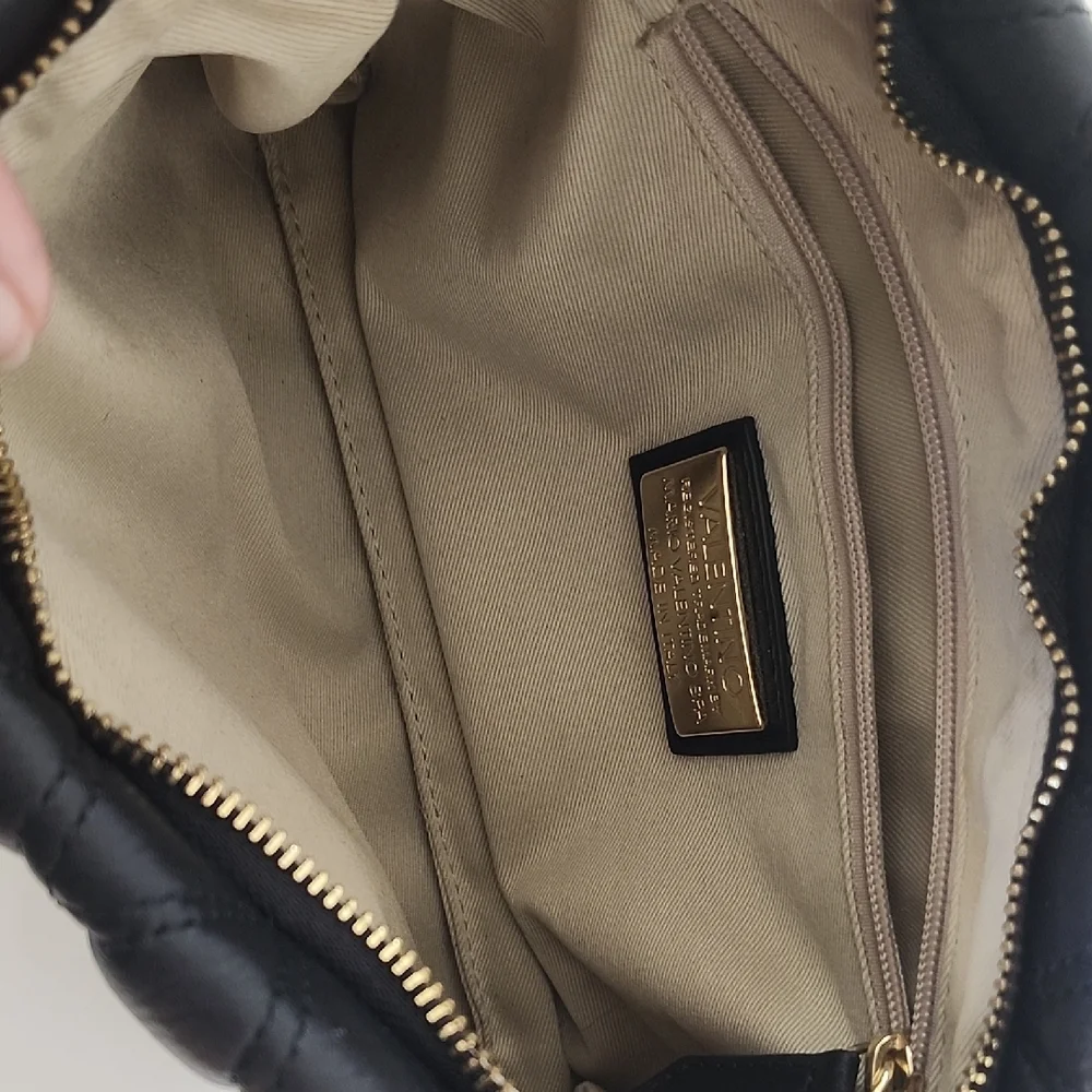 Valentino Black Quilted Leather Shoulder Bag With Removable Chain Straps 10x 7 - Picture 9 of 16